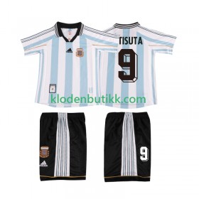 Argentina BATISUTA 9 Barn Retro Hjemme Fotballdrakt 1998 Kortermet